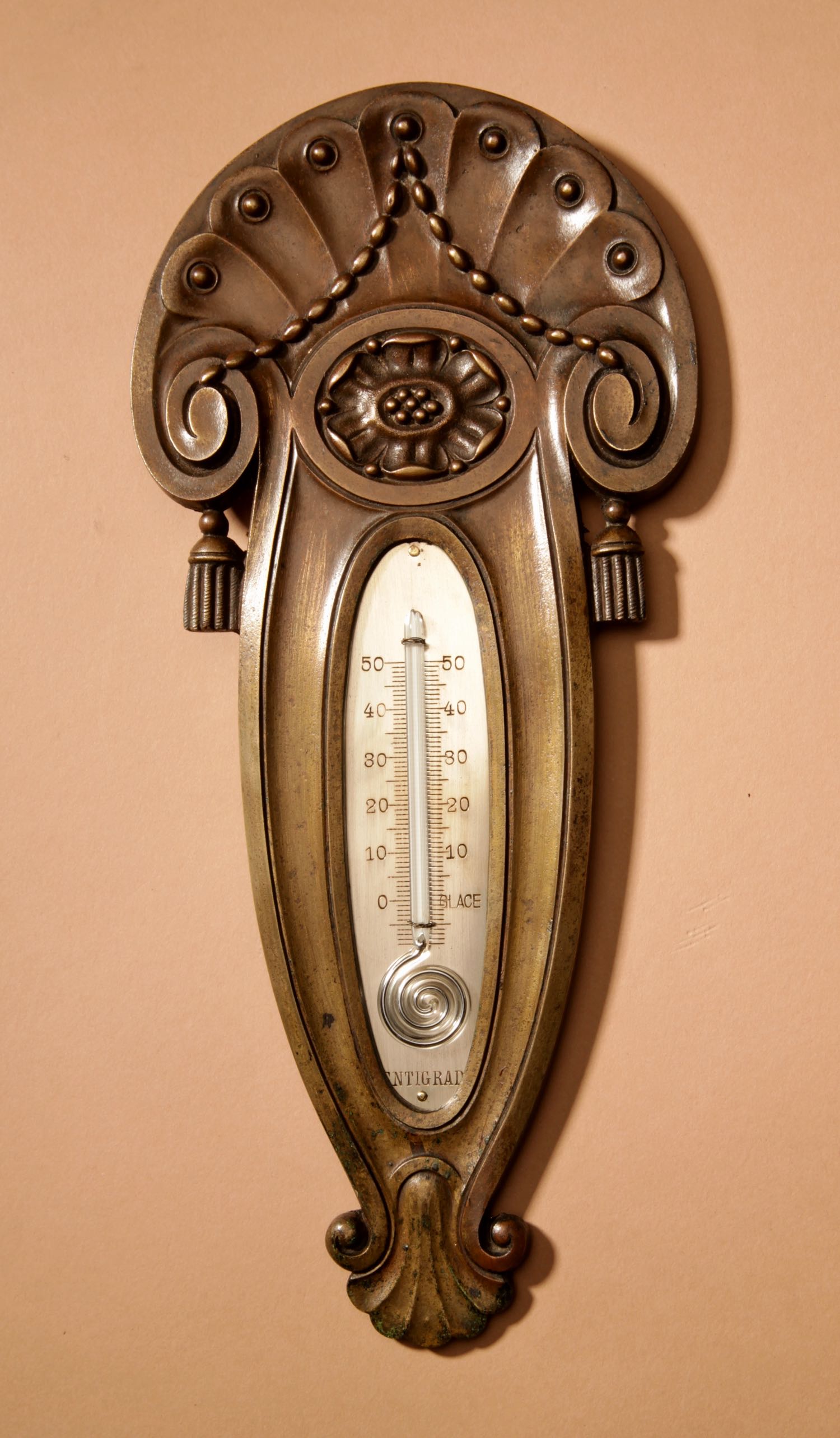 Art Deco Bronze Very Stylish Thermometer.